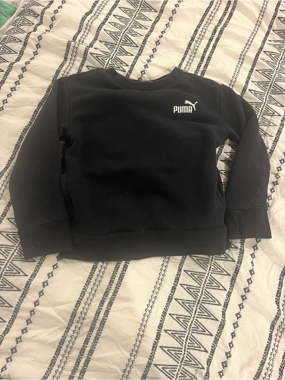 Puma Black Kids Crewneck Sweatshirt with White Logo